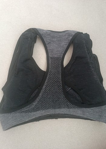 Gri Spor Sütyeni Siyah Detaylı - Görsel 2