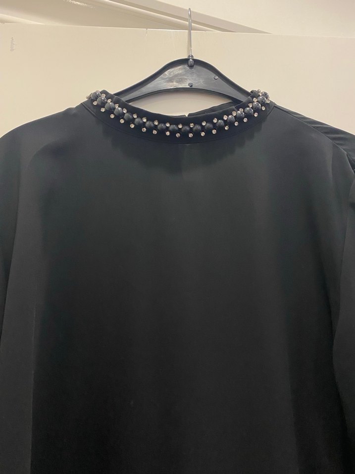 Dantel Detaylı Siyah Uzun Kollu Bluz - Görsel 4