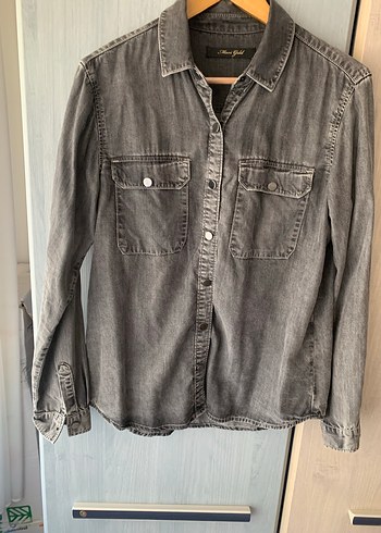 mavi jeans gömlek - Görsel 4