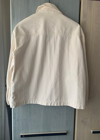 Düğmeli Beyaz Keten Midi Kadın Ceket - Görsel 6