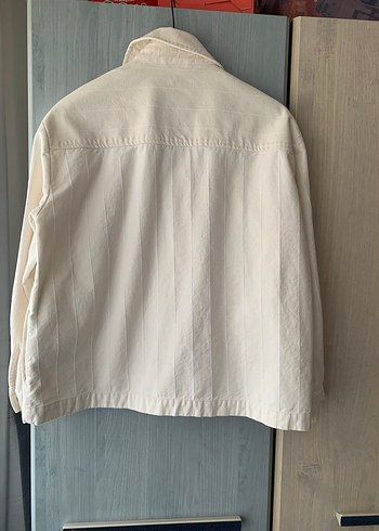Düğmeli Beyaz Keten Midi Kadın Ceket - Görsel 8