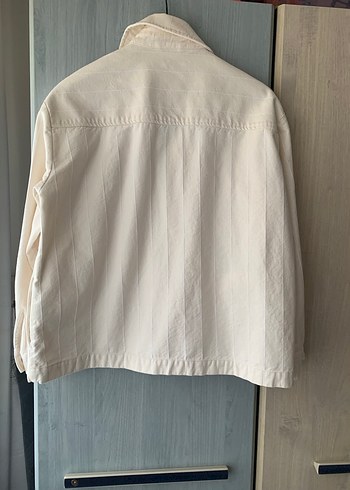 Düğmeli Beyaz Keten Midi Kadın Ceket - Görsel 9