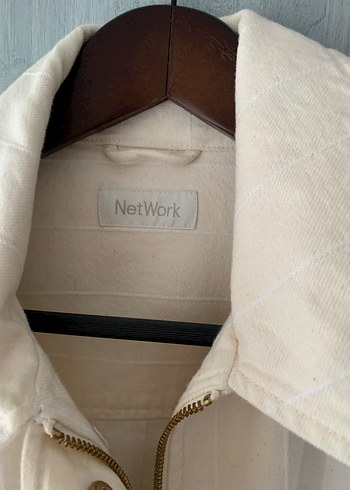 Düğmeli Beyaz Keten Midi Kadın Ceket - Görsel 4