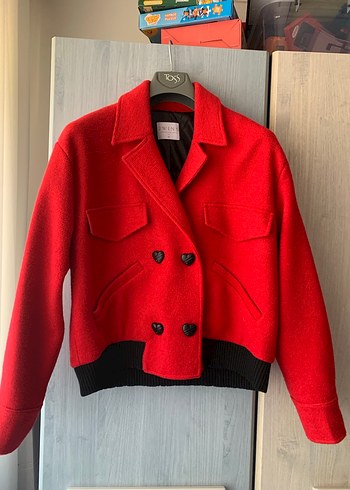 Kırmızı Düğmeli Mini Kadın Ceket - Görsel 2