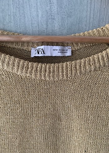 Bej Kadın Örgü Uzun Kollu Kazak - Görsel 3