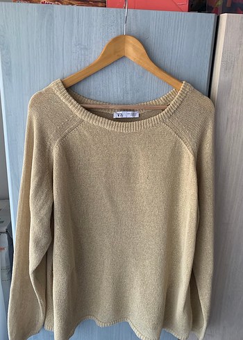 Bej Kadın Örgü Uzun Kollu Kazak - Görsel 5