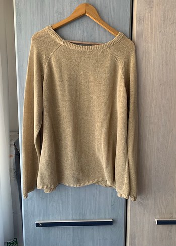 Bej Kadın Örgü Uzun Kollu Kazak - Görsel 7