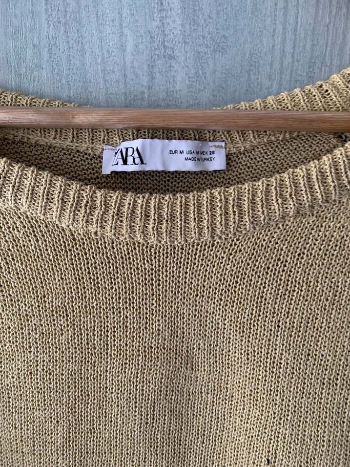 Bej Kadın Örgü Uzun Kollu Kazak - Görsel 3