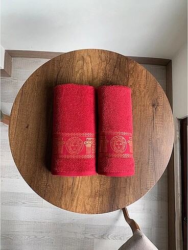 Beden Banyo Havlu Seti - Kırmızı 2li Medusa Motifli #Havlu