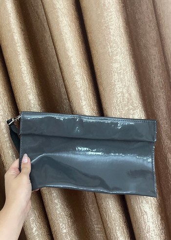 Gri Rugan Kadın Clutch Çanta