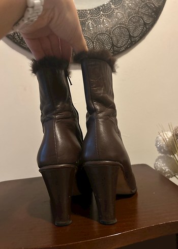 39 Beden kahverengi Renk Kahverengi Hotiç 39, Deri Stiletto Topuklu bot,çizme