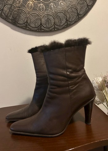 Kahverengi Hotiç 39, Deri Stiletto Topuklu bot,çizme