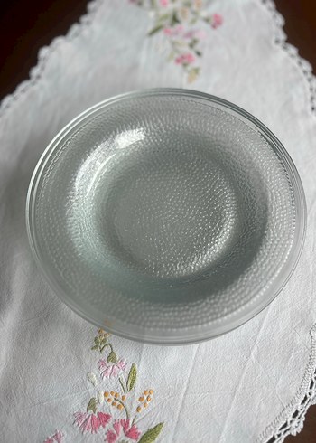 Beyaz Gri Bohem Tarzda Cam pasta Tabak - Görsel 2