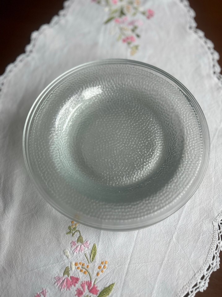 Beyaz Gri Bohem Tarzda Cam pasta Tabak - Görsel 2