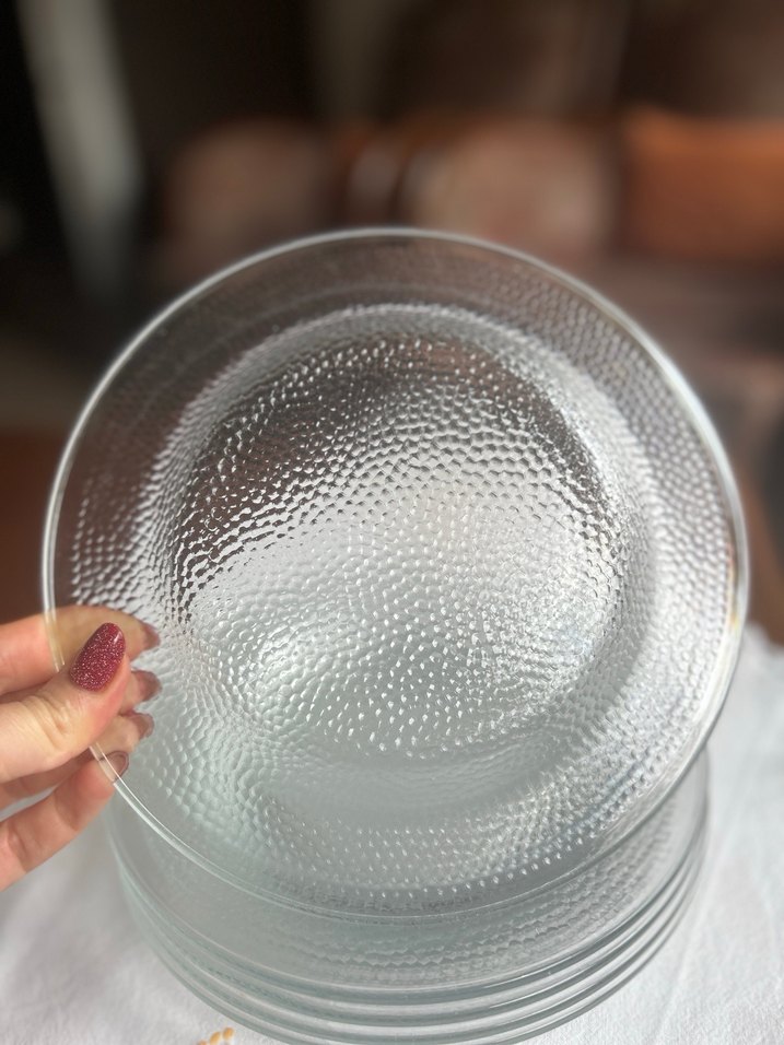 Beyaz Gri Bohem Tarzda Cam pasta Tabak - Görsel 4