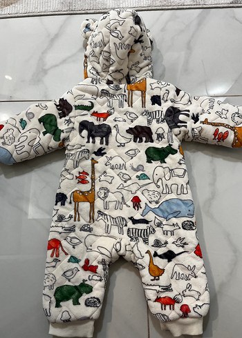 Renkli Baskılı Kürklü Bebek Tulumu - Görsel 3