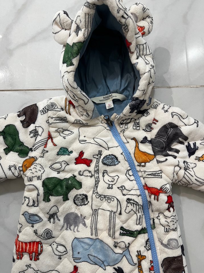 Renkli Baskılı Kürklü Bebek Tulumu - Görsel 2