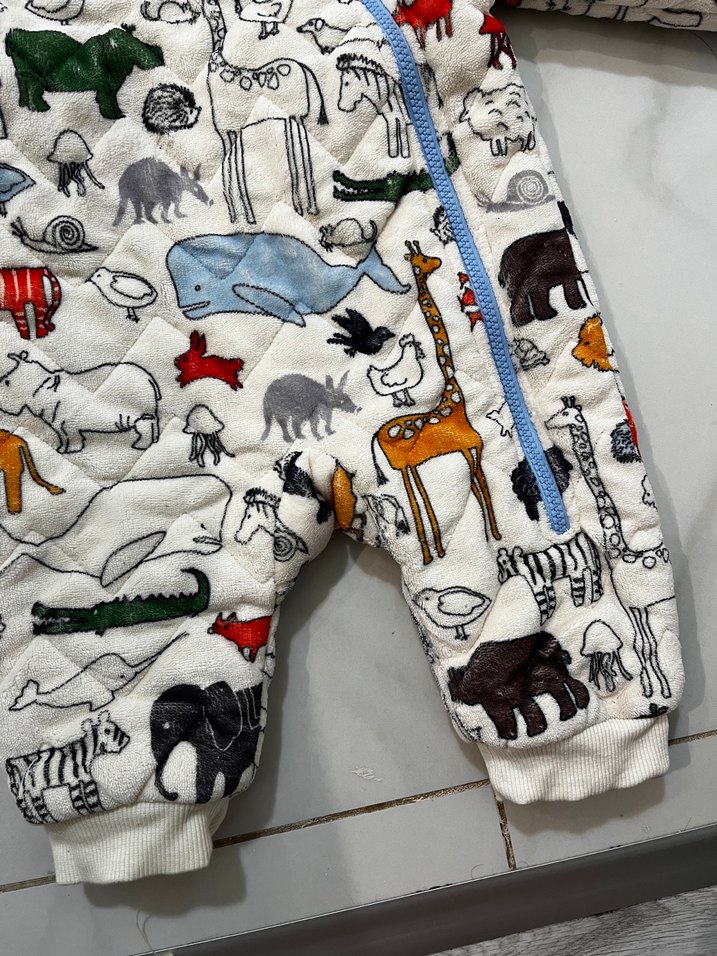 Renkli Baskılı Kürklü Bebek Tulumu - Görsel 5