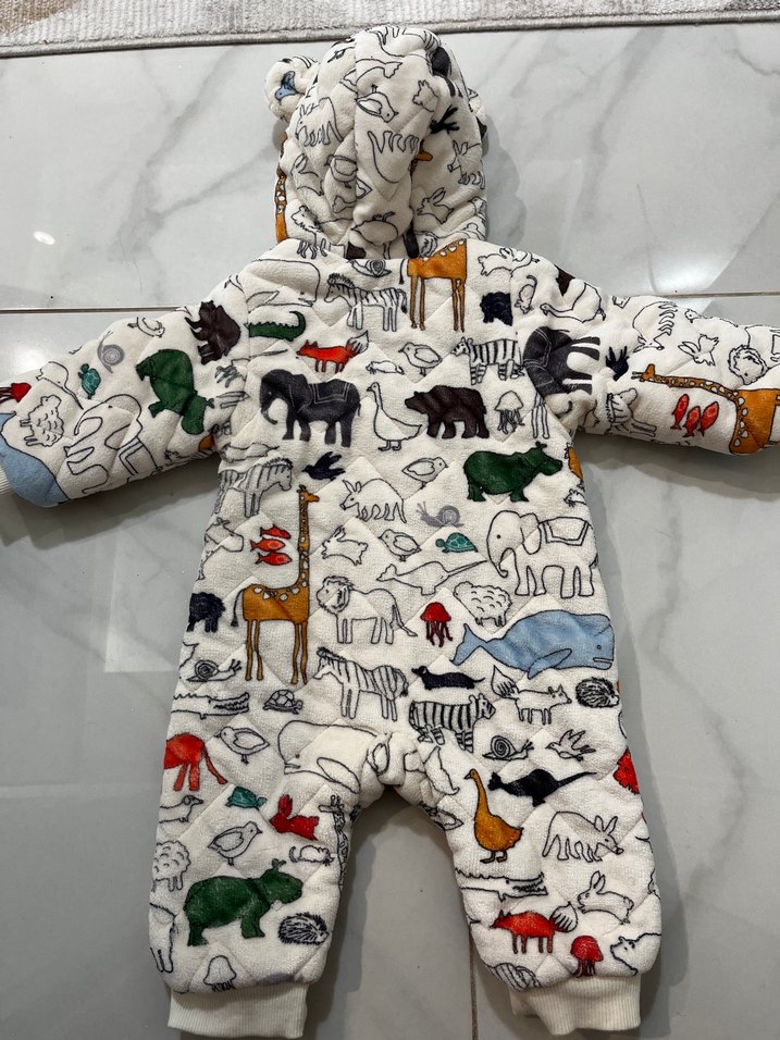 Renkli Baskılı Kürklü Bebek Tulumu - Görsel 3