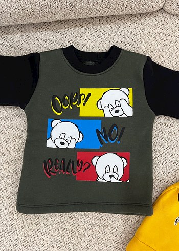 Uzun Kollu, Baskılı, Örme Bebek Erkek Sweatshirt - Görsel 4