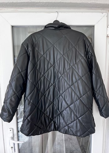 Düğmeli Siyah Deri Kadın mont - Görsel 6