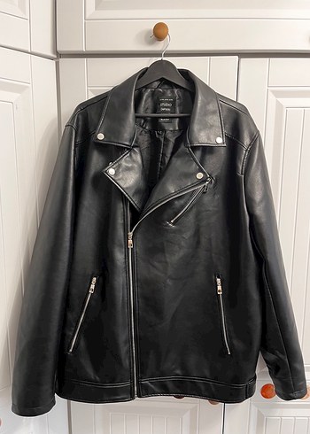 Siyah Deri Biker Ceket - Görsel 6