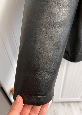 Siyah Deri Biker Ceket - Görsel 7
