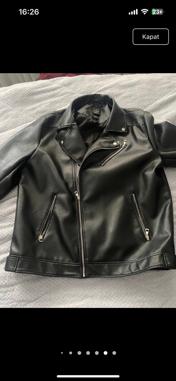 Siyah Deri Biker Ceket - Görsel 4