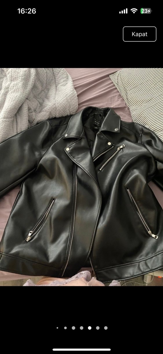 Siyah Deri Biker Ceket - Görsel 3