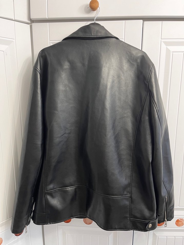 Siyah Deri Biker Ceket - Görsel 5