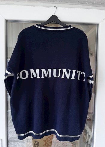 Lacivert Oversize V Yaka Triko Kazak - Görsel 3