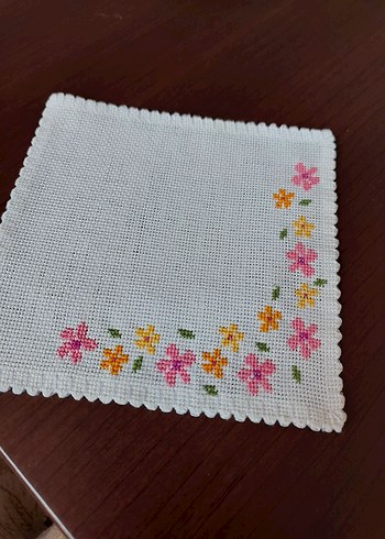 Beden çeşitli Renk Nakışlı Pastel Renkli El İşi Mendil