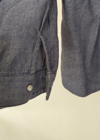 44 Beden mavi Renk Nakışlı Gri Denim Kadın Gömlek