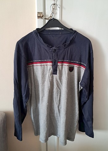 Düğmeli Gri Erkek Sweatshirt