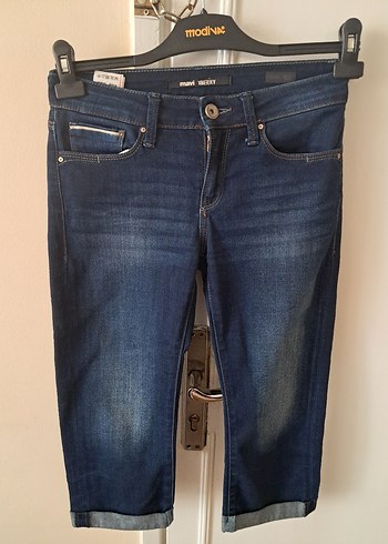 Kadın Lacivert Midi Boy Denim Pantolon