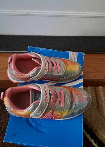 Kız Çocuk Gri Çok Renkli Bağcıklı Spor Ayakkabı - Görsel 3