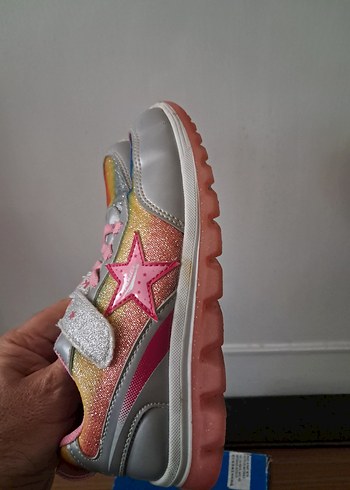 Kız Çocuk Gri Çok Renkli Bağcıklı Spor Ayakkabı - Görsel 5