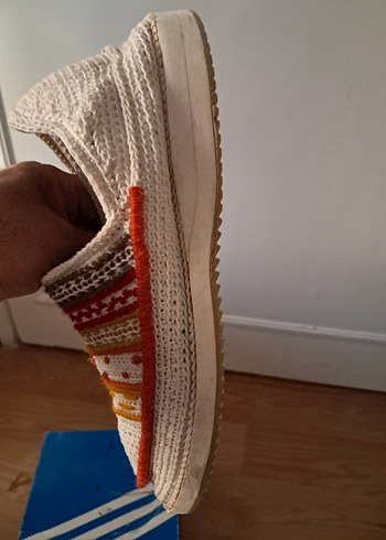 Nakışlı Çok Renkli Örgü Dolgu Topuklu Espadril - Görsel 7