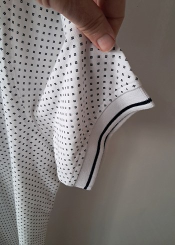 Gri Noktalı Beyaz Erkek Polo Tişört - Görsel 6