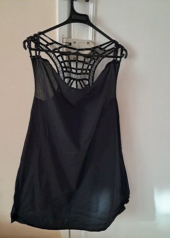 Siyah Gotik Askılı Midi Kadın Atlet