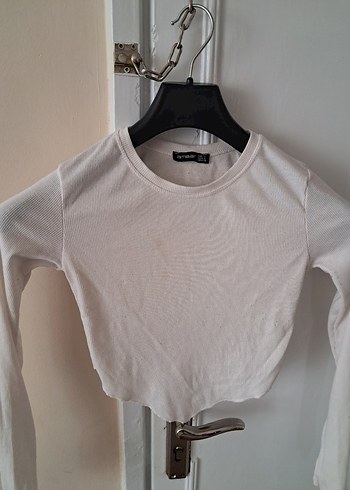 Ambre Solaire Kadın Beyaz Uzun Kollu Crop Top