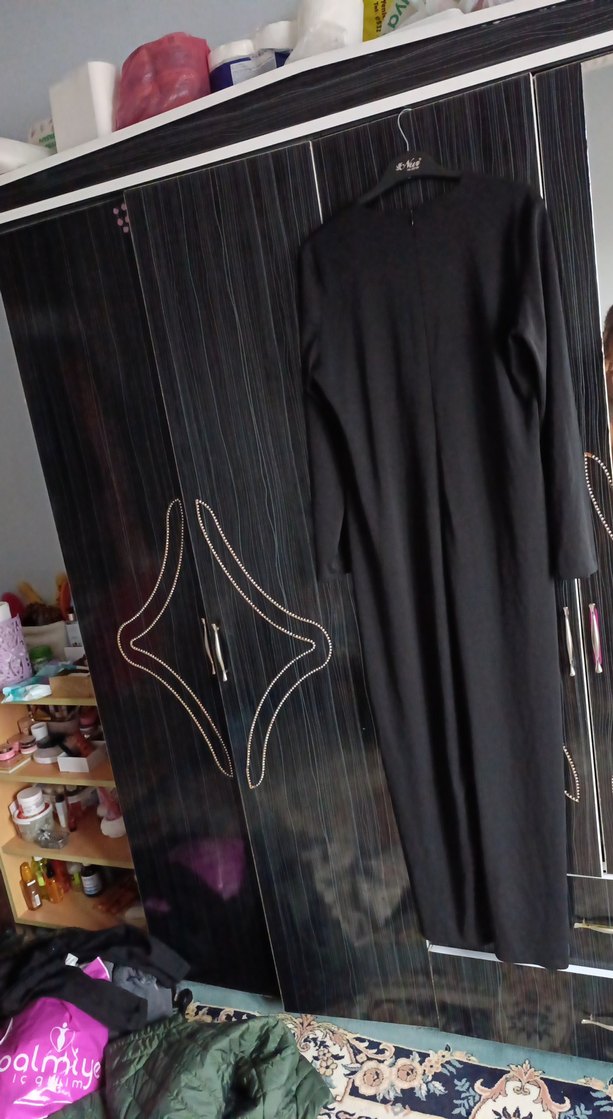 Uzun Siyah tesetür elbise - Görsel 2