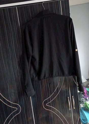 Düğmeli Siyah Mini Kadın Gömlek - Görsel 2