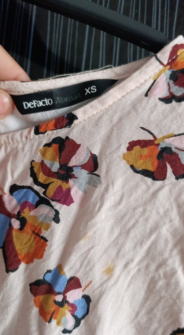 kelebek çiçek görünümlü Bohem Bağcıklı Kadın Bluz - Görsel 3