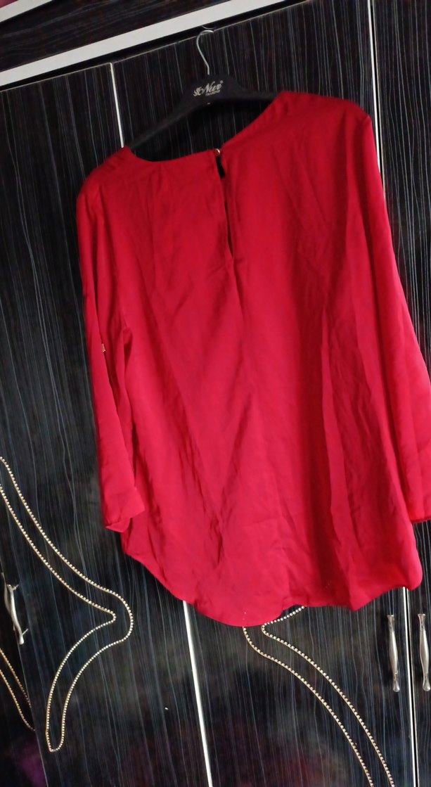Kırmızı Salaş Uzun Kollu Bluz - Görsel 2