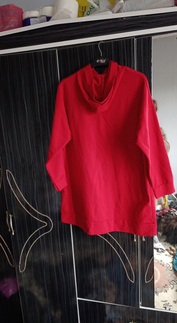 Kadın Kırmızı Uzun Kollu Payetli Tunik - Görsel 2