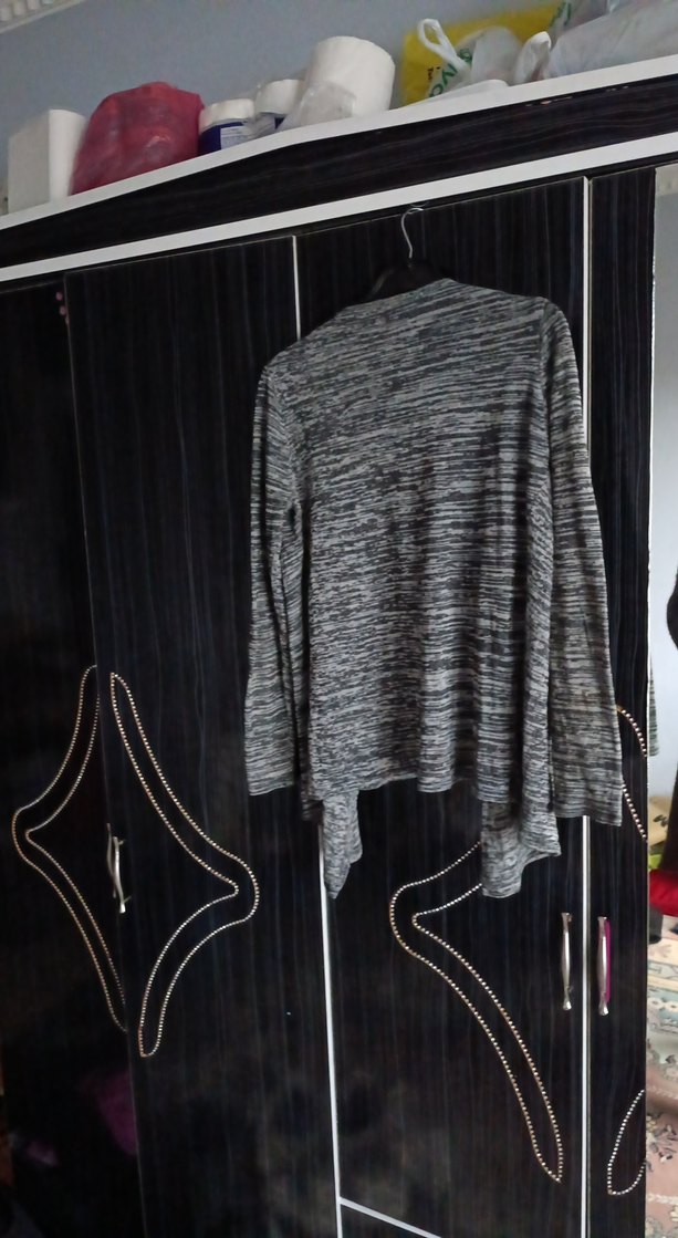 Gri Midi Kadın Salaş Hırka - Görsel 2