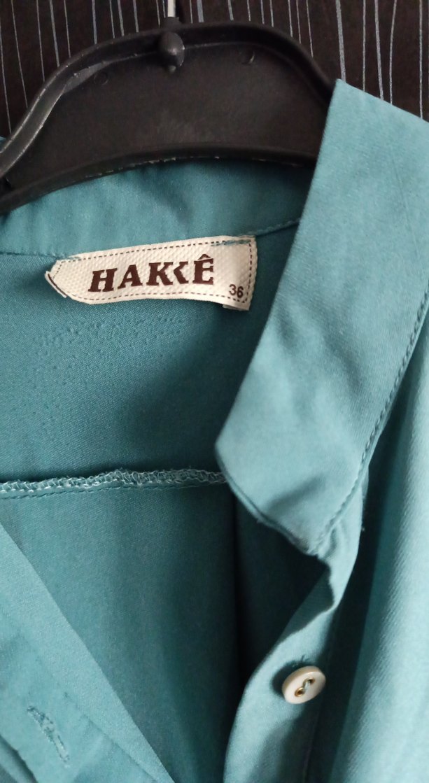 Turkuaz Düğmeli Salaş Kadın Gömlek - Görsel 3