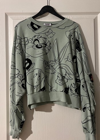 Su Yeşili Baskılı Kadın Sweatshirt