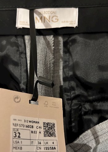 32 Beden Gri Kadın Kumaş Pantolon Mango